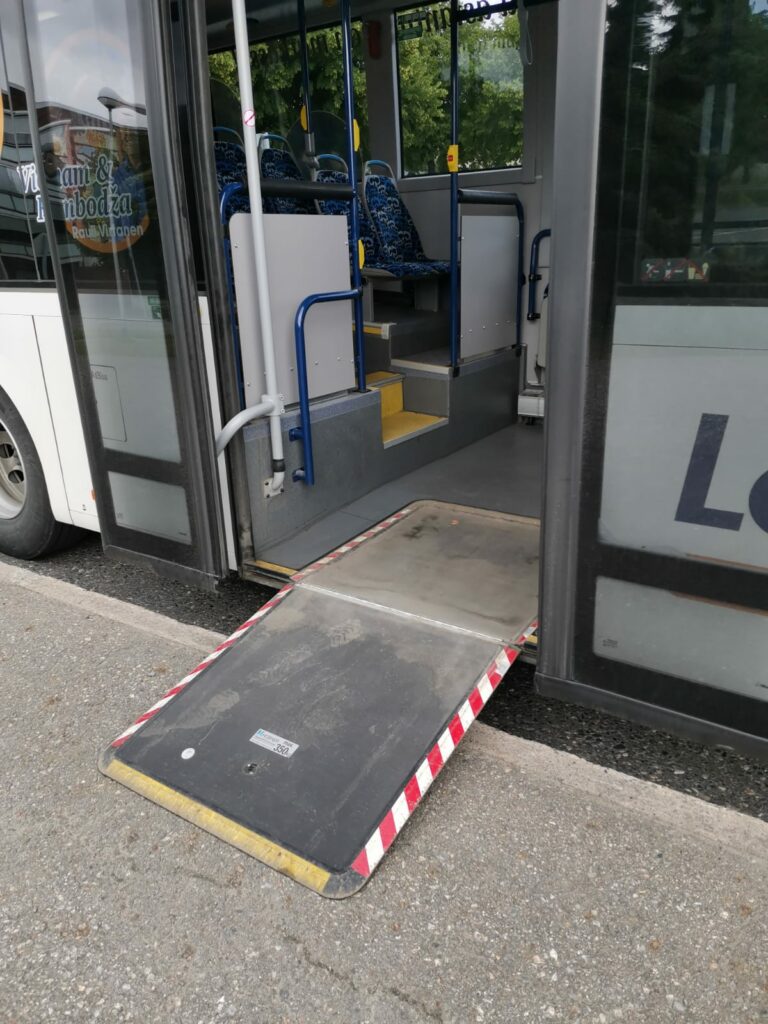 Wheelchair ramp ready for use.